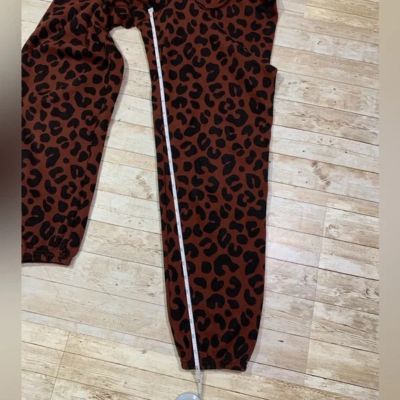 Marine Layer Anytime Fleeced Sweatpants Jogger Leopard Brown Black Size S - Picture 9 of 9